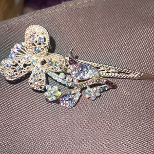 beautiful elegant bridal fancy jeweled rose gold hair clip butterfly hair piece